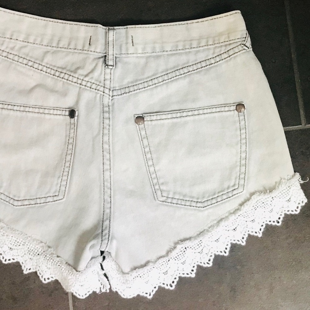 Free People Gray Lace Hem Denim Shorts - Picture 5 of 5
